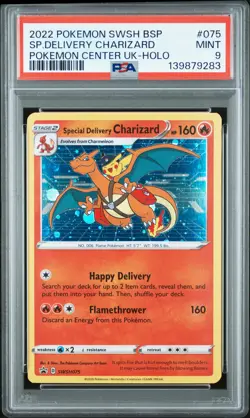 2022 POKEMON SWSH POKEMON CENTER UK #075 SPECIAL DELIVERY CHARIZARD-HOLO PSA 9 - Image 1