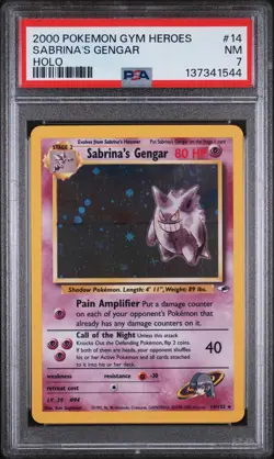 2000 POKEMON GYM HEROES HOLO #14 SABRINA'S GENGAR PSA 7 - Image 1