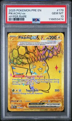 2025 POKEMON PRE EN-PRISMATIC EVOLUTIONS HYPER RARE #179 PIKACHU EX PSA 10 - Image 1