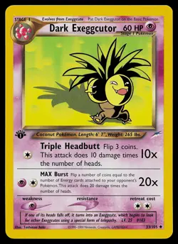 Pokemon Card - Dark Exeggcutor Neo Destiny 33/105 Uncommon 1st Edition - Image 1