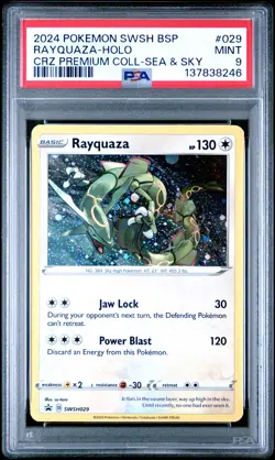 2024 POKEMON SWSH CROWN ZENITH PREMIUM COLLECTION #029 RAYQUAZA-HOLO PSA 9 - Image 1