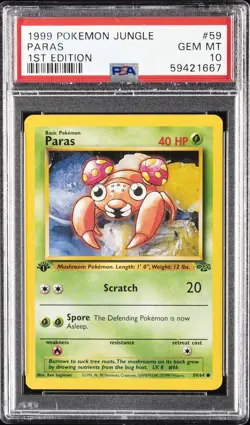 1999 POKEMON JUNGLE 1ST EDITION #59 PARAS PSA 10 - Image 1