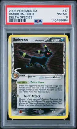 2005 Pokemon Umbreon 17/113 Delta Species Holo Rare PSA 8 - Image 1