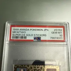 1999 Amada Pokemon JPN Mewtwo Super DX Gold Stickers PSA 10 - Image 3