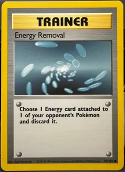 Energy Removal 92/102 Base Set Pokemon TCG 1999 LP - Image 1