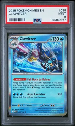 2025 POKEMON MEG EN-MEGA EVOLUTION #038 CLAWITZER PSA 9 - Image 1