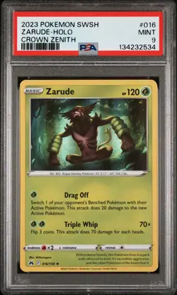 2023 POKEMON SWORD & SHIELD CROWN ZENITH #016 ZARUDE-HOLO PSA 9 - Image 1