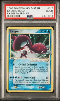 POKEMON 2005 KYOGRE GOLD STAR HOLO EX DELTA SPECIES #112 PSA 2 - Image 1