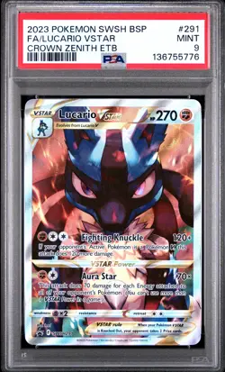 2023 POKEMON SWSH BLACK STAR PROMO #291 FULL ART/LUCARIO VSTAR PSA 9 - Image 1