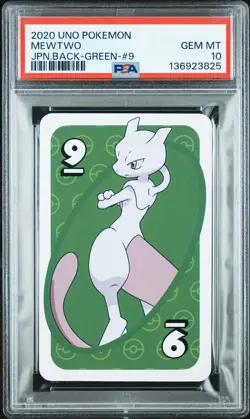 2020 UNO POKEMON JPN BACK-GREEN-#9 MEWTWO PSA 10 - Image 1