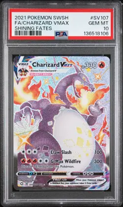 2021 POKEMON SWORD & SHIELD SHINING FATES #SV107 FULL ART/CHARIZARD VMAX PSA 10 - Image 1