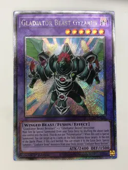 Yugioh Gladiator Beast Gyzarus RA03-EN198 Platinum Secret Rare 1st Ed NM - Image 1