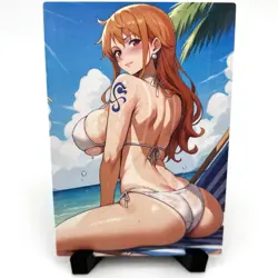 One Piece Nami Sexy Bikini Anime Waifu Girl Doujin Lewd Goddess Story Art Card - Image 1