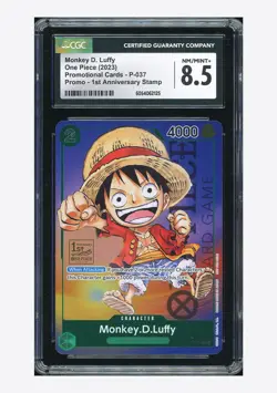 One Piece CGC 8.5 Monkey D Luffy Promo 2023 P-037 1ST Anniversary English - Image 1