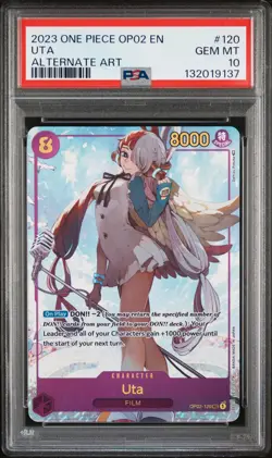 2023 ONE PIECE OP02-PARAMOUNT WAR ALTERNATE ART #120 UTA PSA 10 - Image 1
