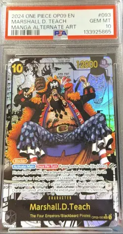 2024 One Piece OP09 Manga Alternate Art Marshall D. Teach #093 PSA 10 GEM MINT - Image 1