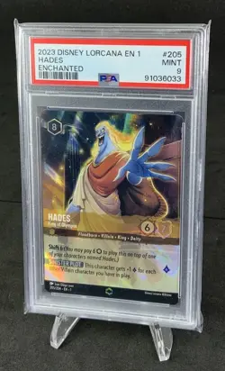 2023 DISNEY LORCANA THE FIRST CHAPTER ENCHANTED HADES - KING OF OLYMPUS PSA 9 - Image 1