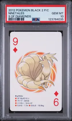 2012 POKEMON BLACK 2 PLAYING CARDS 9 OF DIAMONDS NINETALES PSA 10 - Image 1