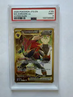 2025 Pokemon N's Zoroark ex 189/159 Hyper Rare Holo PSA 9 Trading Card Game TCG - Image 1