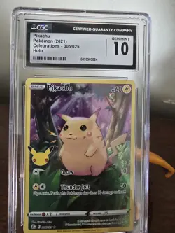 2021 Pokemon Celebrations Holo Pikachu Card #005/025 CGC 10 Gem Mint - Image 3