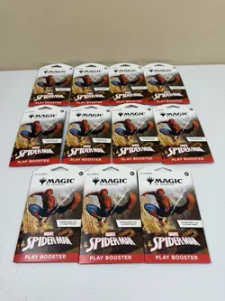 LOT OF 11: MTG: Magic The Gathering Marvel Spider-Man Play Sleeved Booster Pack - Image 1