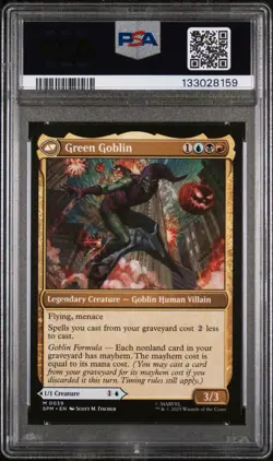 2025 MTG SPIDER-MAN #0039 NORMAN / GREEN GOBLIN (MYTHICAL) PSA 10 - POP 3 - Image 2
