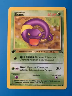 1st Edition Ekans 46/62 Fossil Set Rare Vintage 1999 Pokemon Card - NM - Image 1