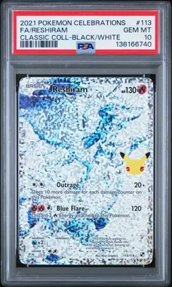 2021 POKEMON CELEBRATIONS CLASSIC COLLECTION #113 FULL ART/RESHIRAM PSA 10 - Image 1
