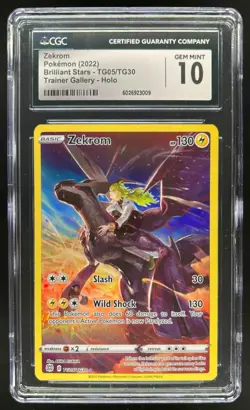 2022 Pokemon SWSH Brilliant Stars Zekrom Trainer Gallery Holo #TG05/TG30 CGC 10 - Image 1