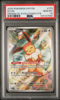 2025 POKEMON SVP EN-SV PRISMATIC EVOLUTIONS ETB PROMO #173 EEVEE PSA 10 - Image 1