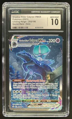 2021 Pokemon SWSH Shadow Rider Calyrex VMAX Secret Rare #205/198 CGC 10 - Image 1