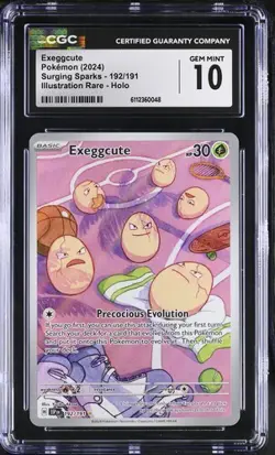 EXEGGCUTE Illustration Rare 192/191 Pokemon Surging Sparks CGC 10 GEM *mv - Image 1