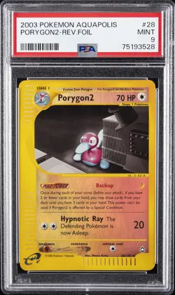 2003 POKEMON AQUAPOLIS #28 PORYGON2-REVERSE FOIL PSA 9 - Image 1