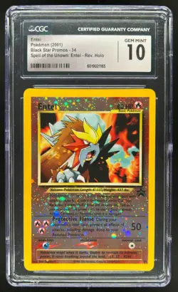 1999 Pokemon Wizards Black Star Promos Entei #34 CGC 10 - Image 1