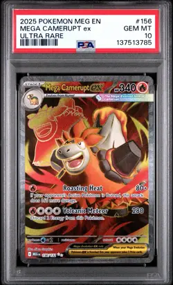 Pokemon Mega Evolution Mega Camerupt ex 156/132 Ultra Rare Holo PSA 10 Gem - Image 1