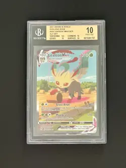 Pokemon SWSH Evolving Skies - Leafeon VMAX #205 SCR Alt Art - BGS 10 Pristine - Image 1