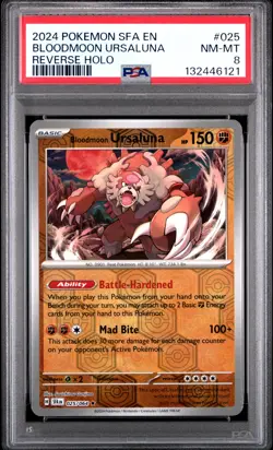 2024 POKEMON SFA EN-SHROUDED FABLE REVERSE HOLO #025 BLOODMOON URSALUNA PSA 8 - Image 1