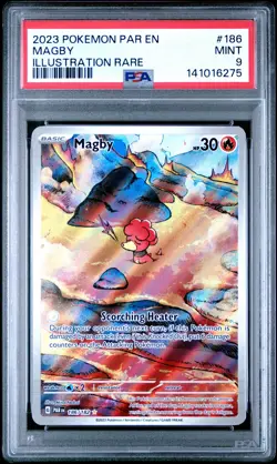 2023 POKEMON PAR EN-PARADOX RIFT ILLUSTRATION RARE #186 MAGBY PSA 9 - Image 1