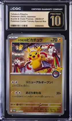 2025 POKEMON JPN SCARLET & VIOLET PROMOS TOHOKU'S PIKACHU CGC 10 PRISTINE - Image 1