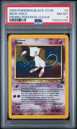 2000 POKEMON PROMO BLACK STAR POKEMON LEAGUE #9 MEW-HOLO PSA 8 - Image 1