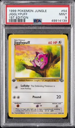 1999 POKEMON JUNGLE 1ST EDITION #54 JIGGLYPUFF PSA 9 - Image 1