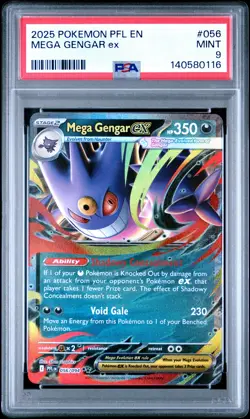 2025 POKEMON PFL EN-PHANTASMAL FLAMES #056 MEGA GENGAR EX PSA 9 - Image 1