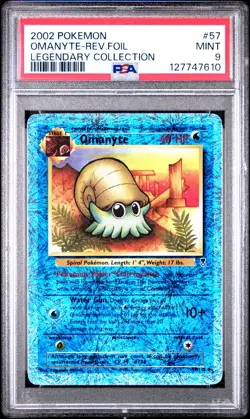 2002 POKEMON LEGENDARY COLLECTION #57 OMANYTE-REVERSE FOIL PSA 9 - Image 1