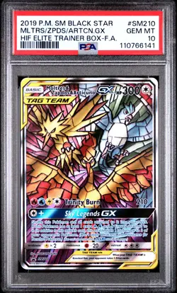 2019 POKEMON HIDDEN FATES ETB FULL ART/MOLTRES & ZAPDOS & ARTICUNO GX PSA 10 - Image 1