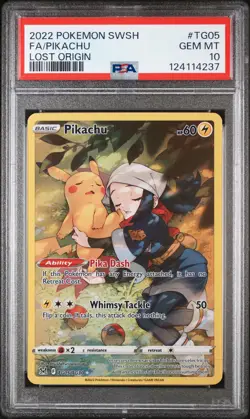 2022 POKEMON SWORD & SHIELD LOST ORIGIN #TG05 FULL ART/PIKACHU PSA 10 - Image 1