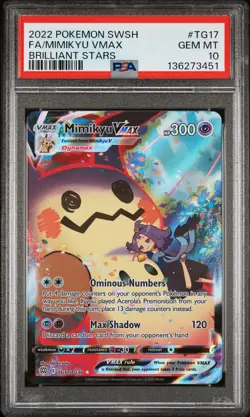 2022 POKEMON SWORD & SHIELD BRILLIANT STARS #TG17 FULL ART/MIMIKYU VMAX PSA 10 - Image 1