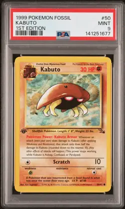 1999 POKEMON FOSSIL 1ST EDITION #50 KABUTO PSA 9 - Image 1