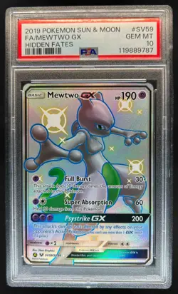 2019 Pokemon SM Hidden Fates Mewtwo GX #SV59/SV94 PSA 10 - Image 1