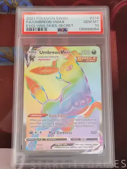 2021 POKEMON SWORD & SHIELD EVOLVING SKIES SECRET UMBREON VMAX 214 FA PSA 10 - Image 1