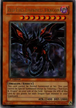 Yugioh Red-Eyes Darkness Dragon SD1-EN001 1st Edition Ultra Rare NM - Image 1
